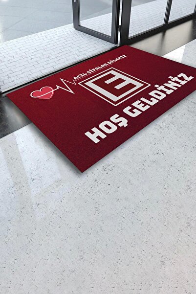 Valerine Life Pharmacy Logo Red Emergency Medication Welcome Non-Slip Welcome Mat for Workplace Entrance Door Mat 45X70Cm