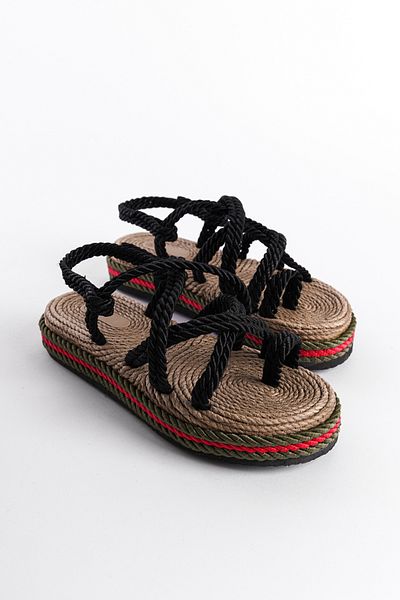 Capone Outfitters Damen-Sandalen mit Keilabsatz und Schnürung