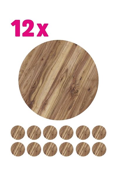 YGNPLUS Receptacle Plate 12 Pieces 3 Mm Wooden Patterned MDF 20 Cm Round Under-Service Receptacle