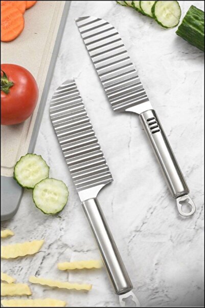 deryame Serrated Potato Cutting Knife - Shaped Vegetable and Fruit Slicer