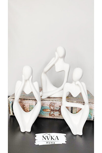 NVKA STORE Nordic Tarzı Pinterest 3'lü Heykel Seti , Soyut Düşünen Adam Heyke...