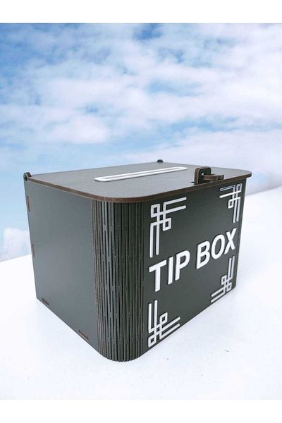 ayt reklam atölyesi Decorative Black Wooden Type Box Box Tip Box Piggy Bank