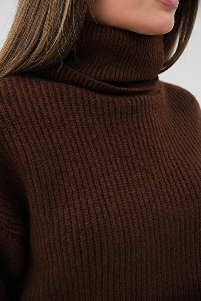 vuvutasarım New Season Ribbed Turtleneck Thick Knitwear Tunic Sweater 24W16023