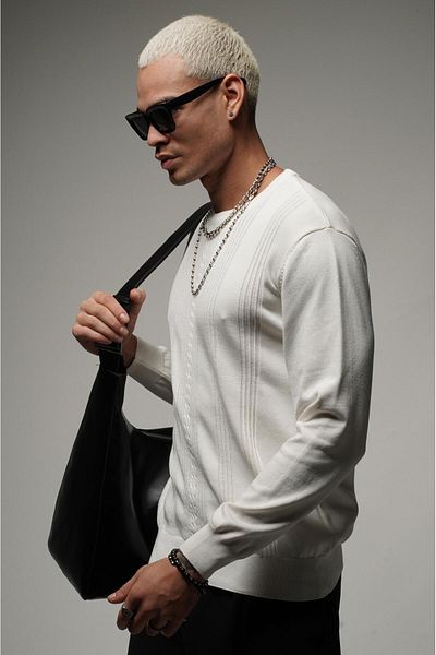 Butik Crew Neck Ribbed Oversize Knitwear Sweater