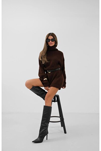 vuvutasarım New Season Ribbed Turtleneck Thick Knitwear Tunic Sweater 24W16023