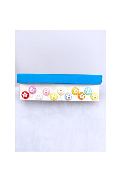 60 Pcs 13 Mm Mixed Color Smiling Star Patterned Buttons