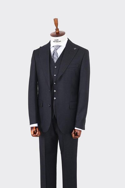 Kadir Büyükkaya Men's Vest Suit - Double Button and Slit Design - Kav1073W