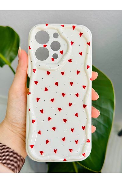 Go Aksesuar جراب سيليكون بتصميم طباعة قلوب حمراء متوافق مع هاتف Xiaomi Redmi 12 4G