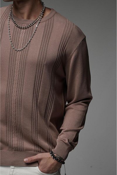 Butik Оребрен пуловер с голям размер плетена яка