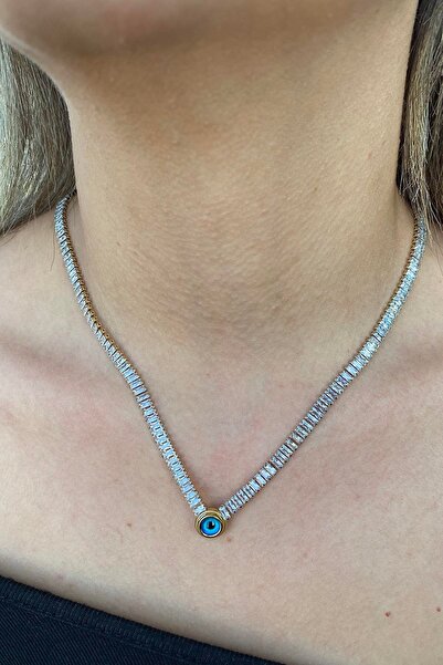 TAKIŞTIR Altın Renk Göz Figürlü Su Yolu Çelik Kolye