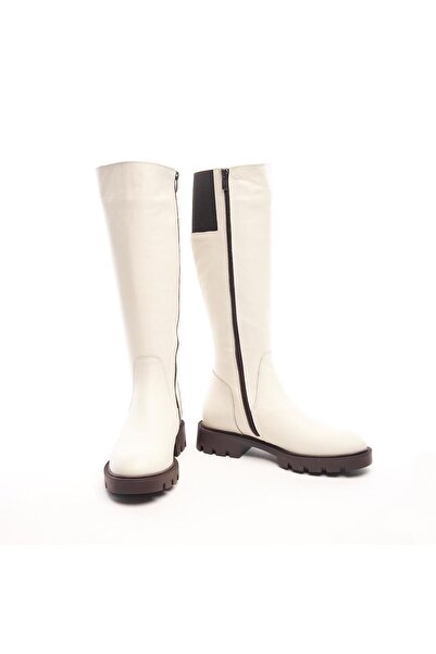 derinet Hakiki Deri Fermuarlı Kadın Çizme