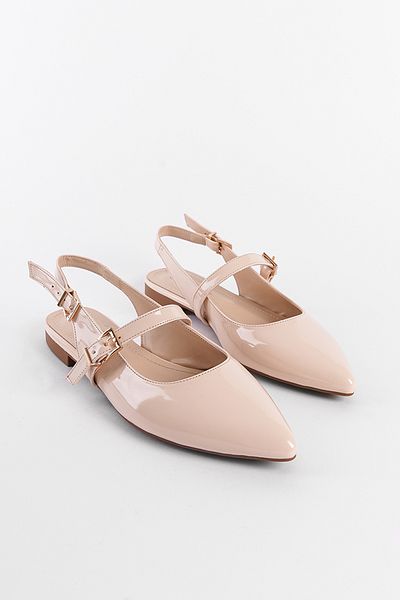Capone Outfitters Ballerinas für Damen mit spitzer Spitze, Schnallendetail und offener Rückseite