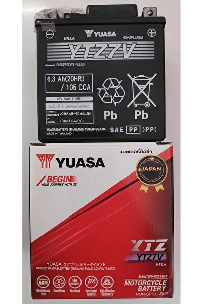Yuasa Ytz7v 12 V 6.3 Amper 2025 105 Cca Fabrikasyon Kurulum Motosiklet Akü