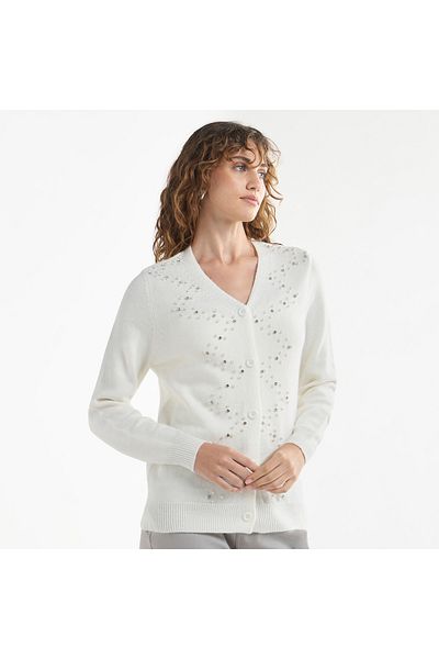 FAV Embellished Button Through Cardigan with Long Sleeves