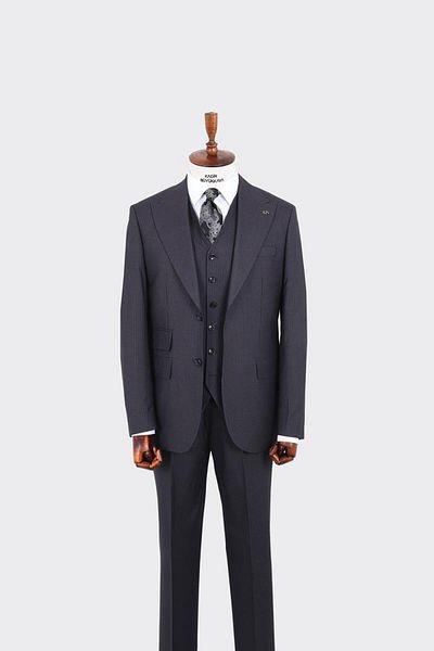Kadir Büyükkaya Men's Vest Wide Collar Suit - Double Button, Vest - Kaw1091W