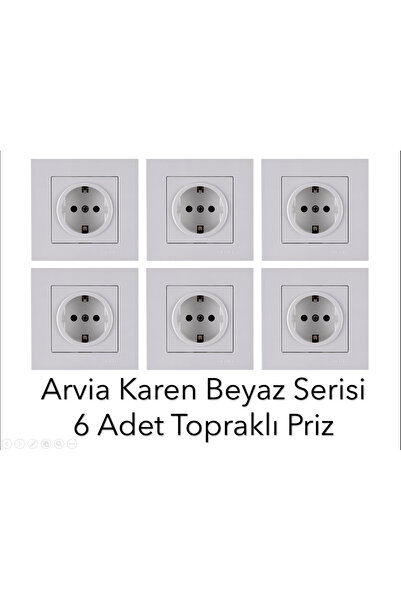 ACGELEKTRİK ARVIA KAREN إطار مقبس مؤرض باللون الأبيض مكون من 6 قطع