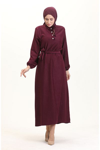 sefamerve Φόρεμα Plum Judge με γιακά με κουμπιά - 5025-01