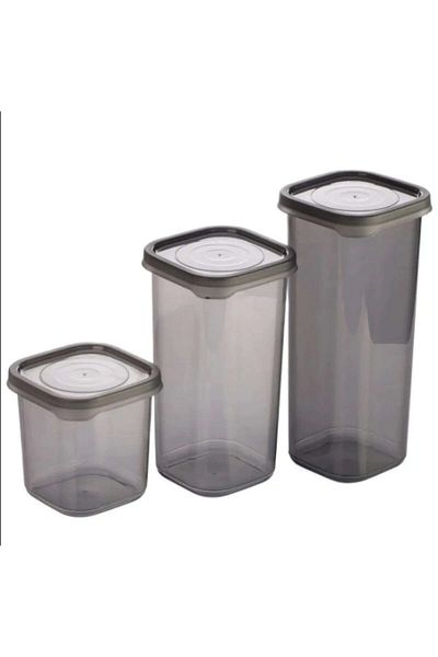 nuit dose 3 Pieces 3 Sizes Black Transparent Plastic Jar Storage Container Lid Square Model