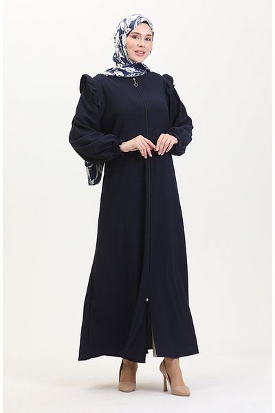 sefamerve Navy Blue Frilly Ferace - Μοντέλο 1055-05