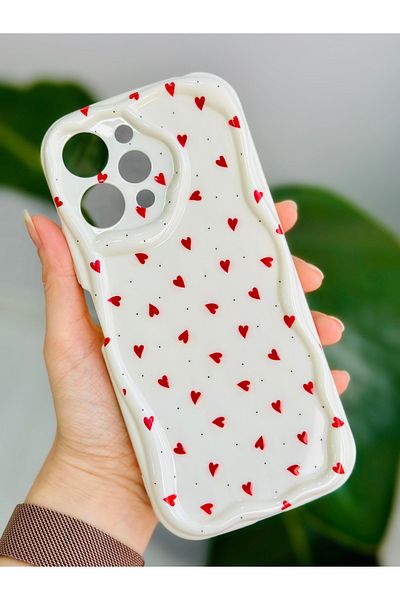Go Aksesuar جراب سيليكون بتصميم طباعة قلوب حمراء متوافق مع هاتف Xiaomi Redmi 12 4G