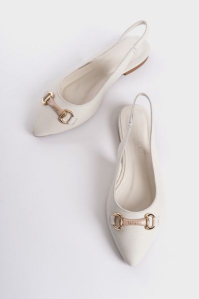 Capone Outfitters Damen-Ballerinas aus echtem Leder mit spitzer Zehenpartie und offener Schnalle hinten