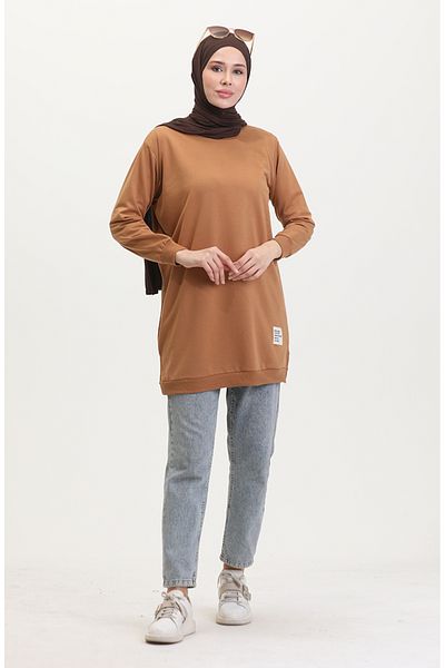 sefamerve Slit Sports Tunic 0529-08 Tan