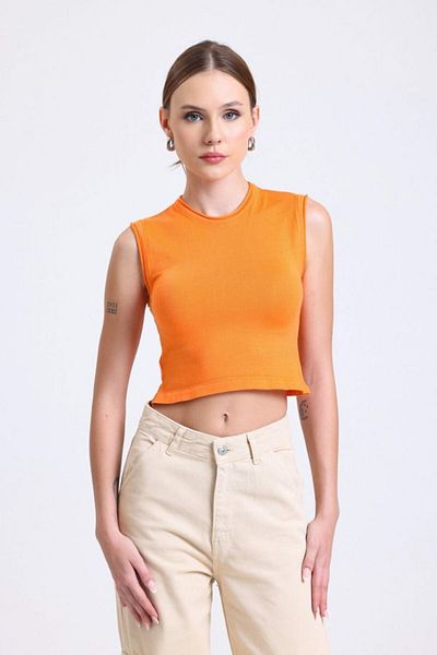 Hiccup Πλεκτό Crop Top με λεπτομέρεια γιακά και πλεκτό ποδηλατικό γιακά