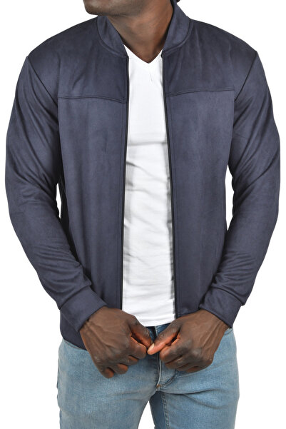 DeepSEA Чоловічий темно-синій вузький виріз лайкри на блискавці із замшевої тканини куртка тонке пальто 2504334