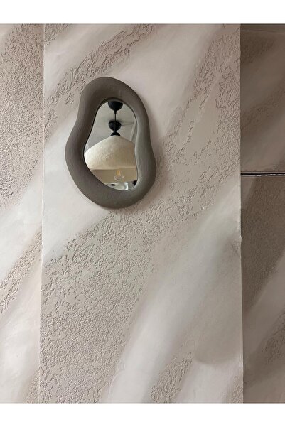 Lunalore Bohem Tarzı Beton Görünümlü El Aynası 40 CM