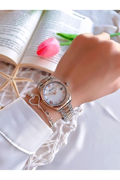 Ferrucci 30 Mt Water Resistant Steel Cord Women's Wristwatch and Bracelet Set with Calendar - Bgf.1.13016.6