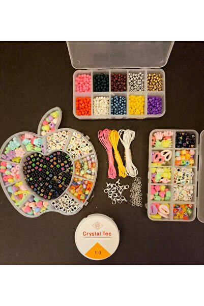 SESİKA HOBİ 3lü Hobi Başlangıç Seti  Elma Kutu ve 2 Adet 10lu Kutu Kum Boncuk...