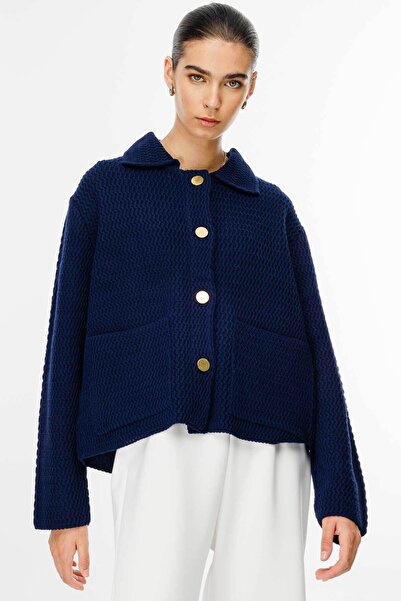Hooopstore Πουκάμισο με γιακά με κουμπιά Navy Blue Cardigan