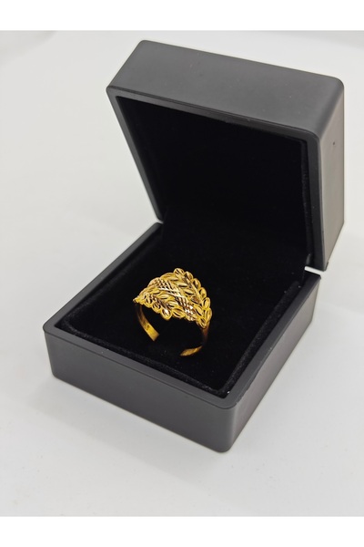 paksoy kuyumculuk Başak Serisi Yaprak Desenli Altın Yüzük