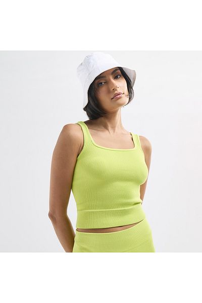 FAV Ribbed Cropped Tank Top with Square Neck