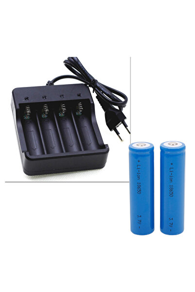 HAKİ 18650 Şarjlı Pil Seti Şarj Aleti + 2 Adet 18650 Şarjlı Pil