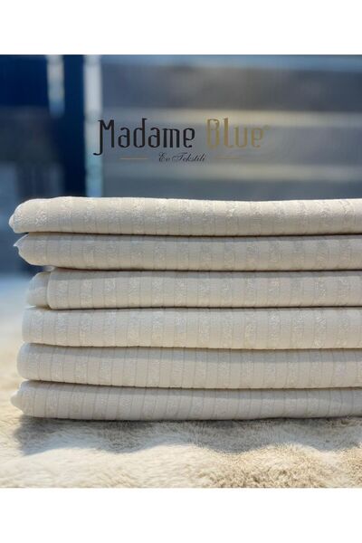 Genel Markalar Bambu Çizgili Süngerli Kadife Kaymaz Çekyat Koltuk Örtüsü 170x210 Cm Krem