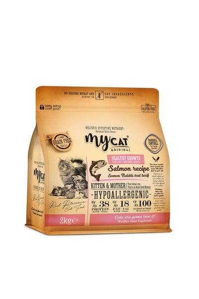 My Cat Mycat Az Tahıllı Somon Balıklı Yavru Ve Anne Kedi Maması 2kg