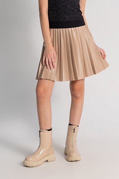 DMB BOYS & GIRLS Fusta pentru fete cu aspect de piele plisată cu talie înaltă