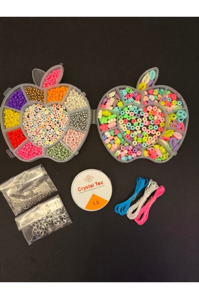 SESİKA HOBİ 2li Elma Kutulu Hobi Başlangıç Seti Takı Seti Kum Boncuk Harf Bon...