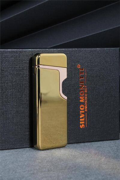 Silvio Monetti Altın Renk Dokunmatik Sensörlü Tesla Şarjlı Çakmak 24csm22103r03