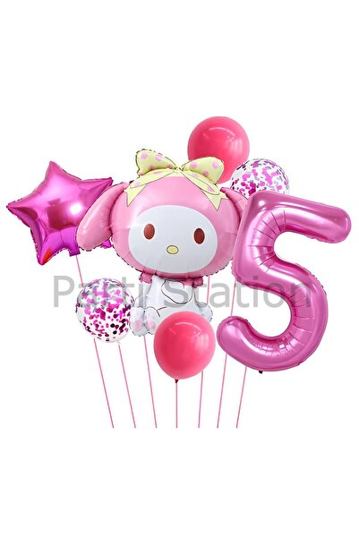 Parti Station Sanrio Kuromi Melody 5 Yaş Balon Set Anime Hello Kitty Kuromi M...
