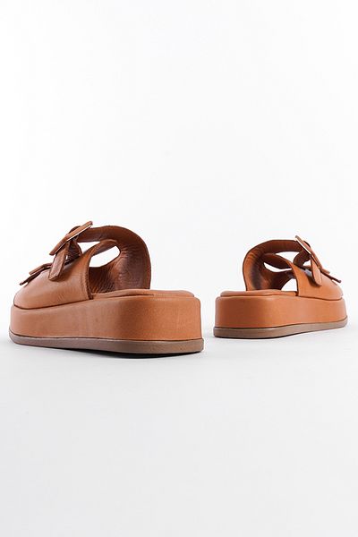 Capone Outfitters Damen-Slipper aus echtem Lederstroh - Schnalle