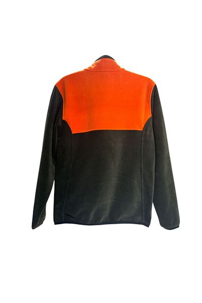 WİDİ Φούτερ Unisex Regular Fit Διπλό Χρώμα Πλήρες φερμουάρ Όρθιος Γιακάς Πορτοκαλί Χακί Fleece Φούτερ