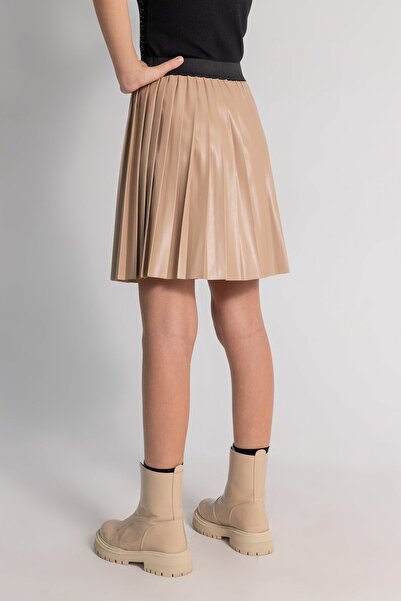 DMB BOYS & GIRLS Fusta pentru fete cu aspect de piele plisată cu talie înaltă