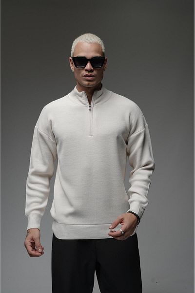 Butik Oversize Knitwear Sweater with Half Zipper
