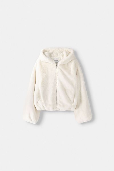 Bershka Jacket with faux fur hood