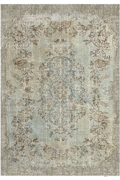 Çam Halı Gloria Td116 Bej Vintage Eskitme Desen Dokuma Saçaklı Kilim