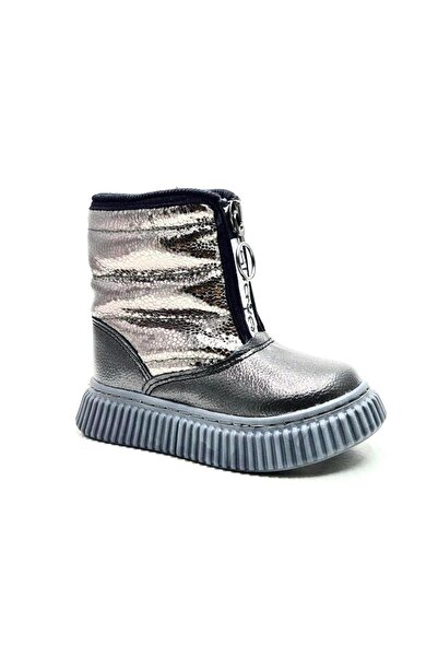 MİYA Çocuk Bebek Rahat Kalıp Önden Fermuarlı İçi Polarlı Kürklü Kaymaz Taban Yağmur ve Kar Botu Çizme