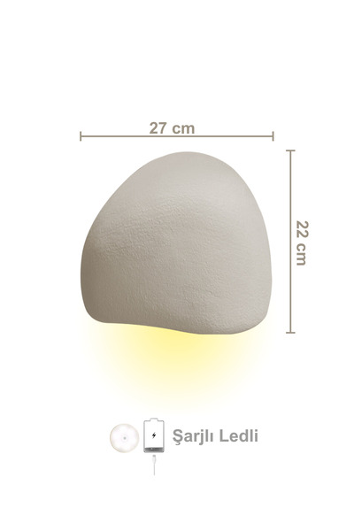 Lunalore Lore Serisi Aplik - Şarjlı Ledli - 27 CM - Beton Grisi