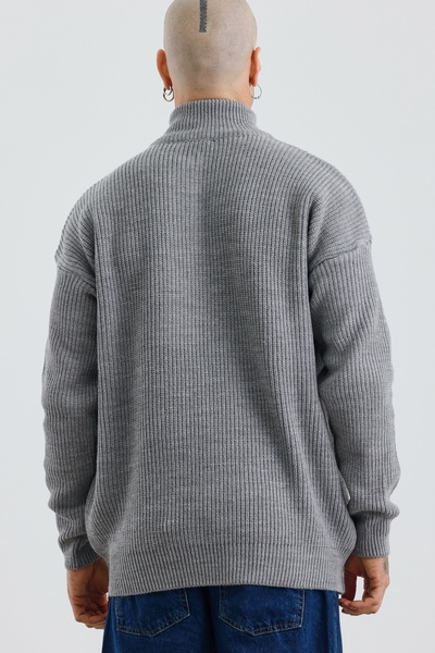 MADZEYMODA Чоловічий оверсайз светр з напівзастібкою, преміум-трикотаж, сірий Mz62001